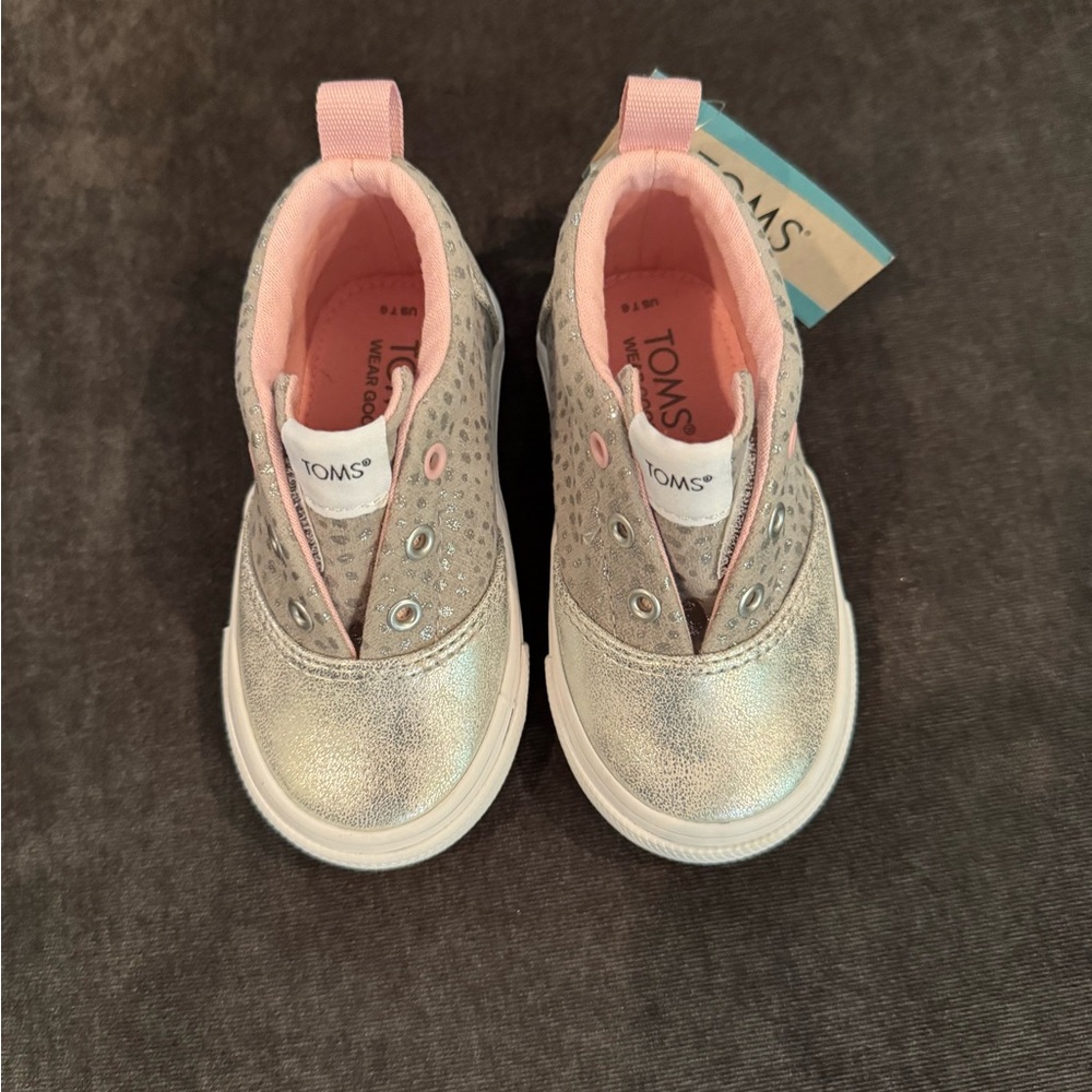 Toms Kids Shoes in Silver and Pink